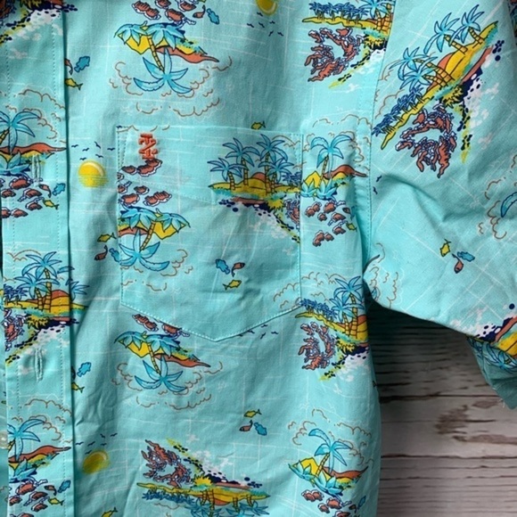 NWT IZOD Paradise Island Palm Tree Button Down Top - Picture 4 of 6